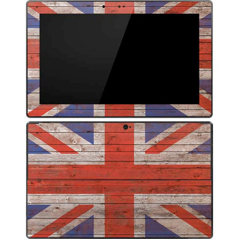 United Kingdom Flag Dark Wood Surface Pro Tablet Skin